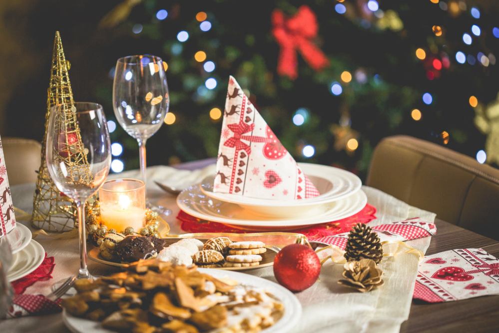 a table topped with plates of food on a plate